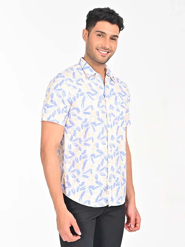 Indian Terrain Men's Regular Fit Half Sleeve Printed Multicolor Shirt